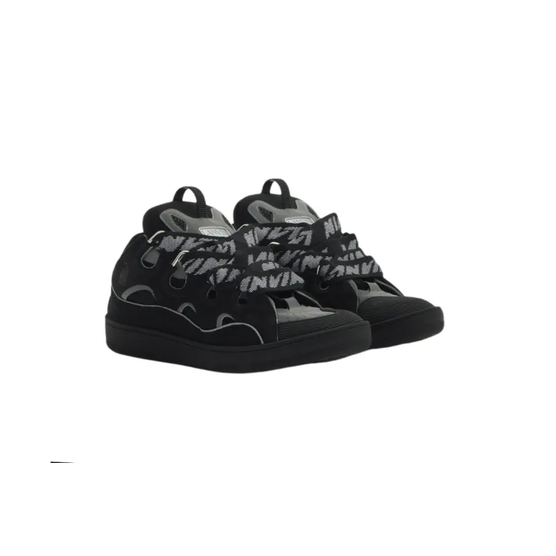 EM Sneakers Lanvin Leather Curb Black Grey