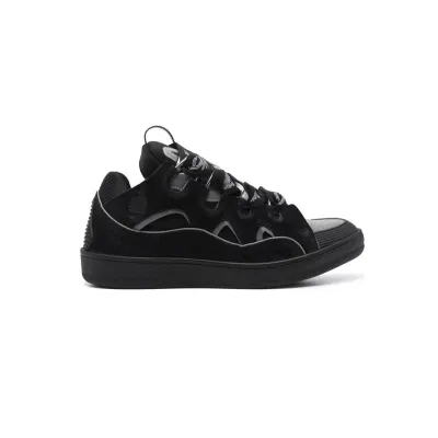 EM Sneakers Lanvin Leather Curb Black Grey 02
