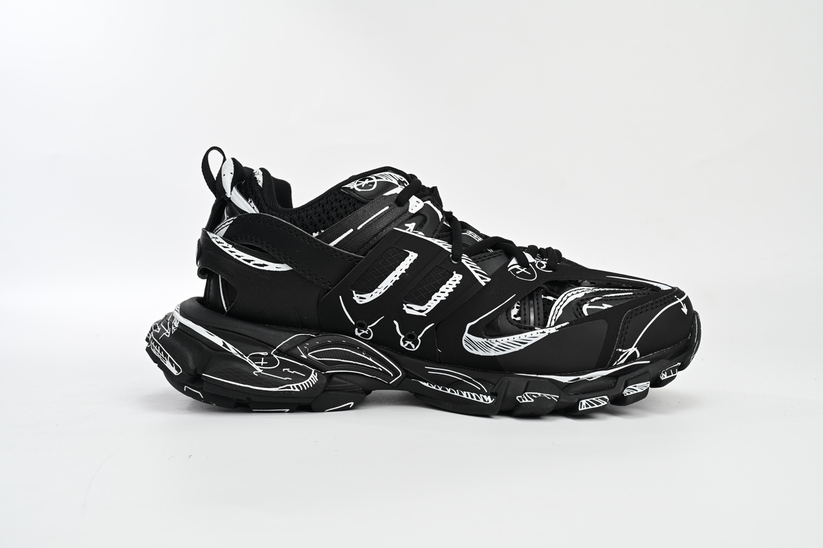 EM Sneakers  Balenciaga Track Sneaker Black and White Painting (Without LED)