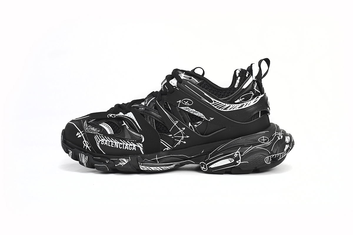 EM Sneakers  Balenciaga Track Sneaker Black and White Painting (Without LED)