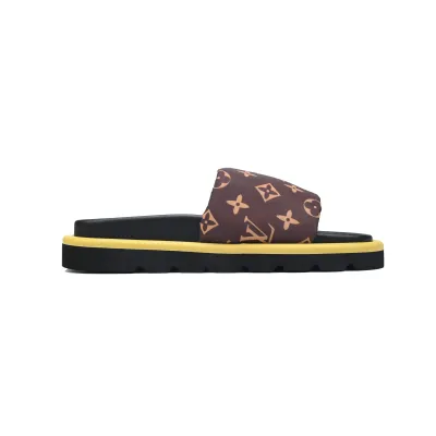 EM Sneakers  Louis Vuitton Pool Pillow Comfort Mules Brown Metal Label 02