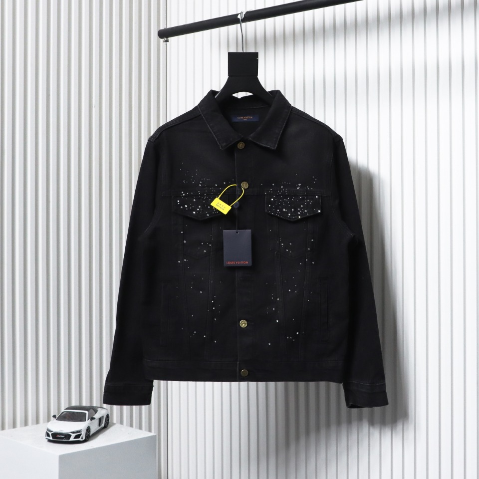 EM Sneakers Louis Vuitton LV Jacket Gypsophila Hot Diamond Embroidered Denim 