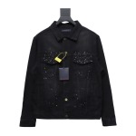 EM Sneakers Louis Vuitton LV Jacket Gypsophila Hot Diamond Embroidered Denim 