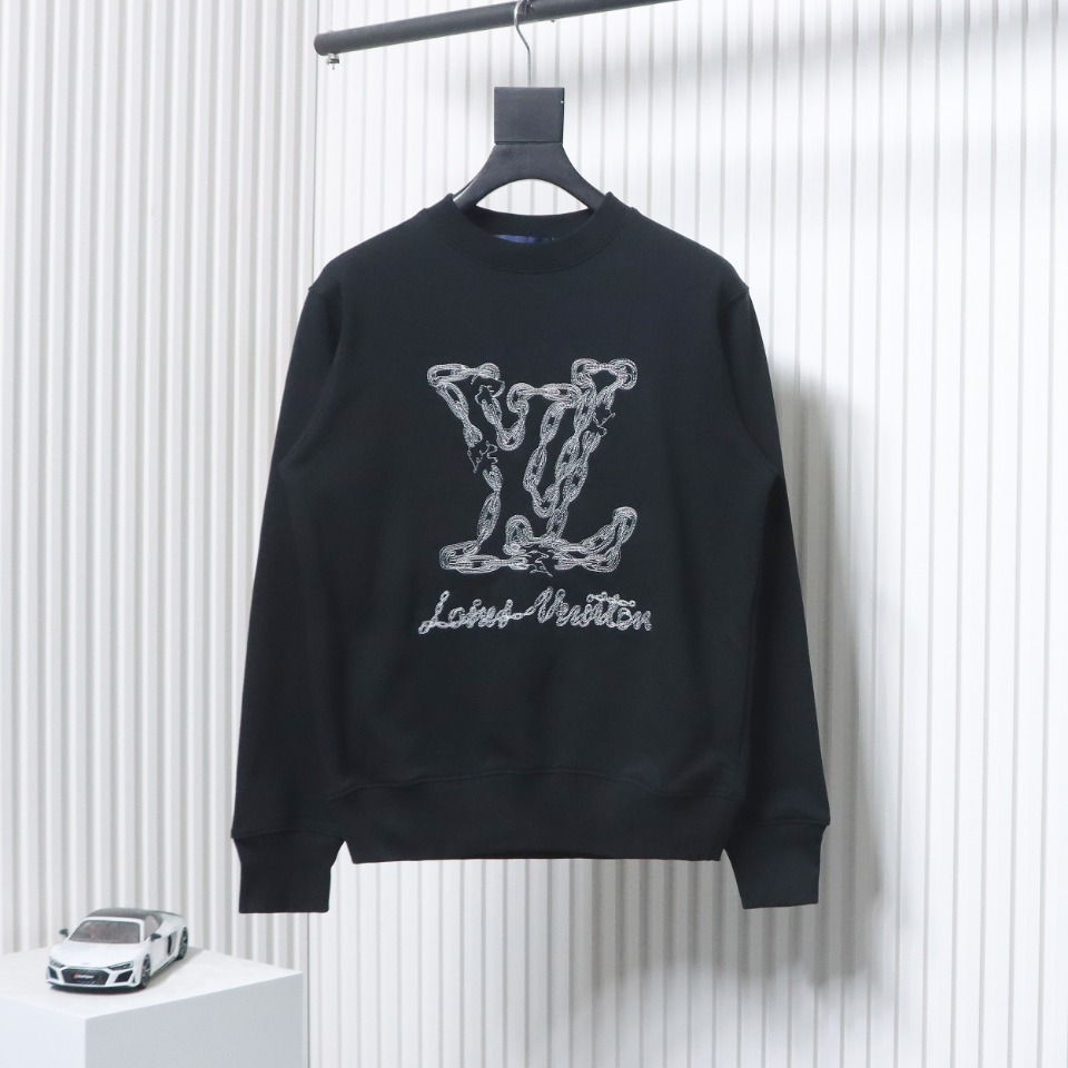 EM Sneakers Louis Vuitton LV Sweatshirt Chain Embroidery Crew Neck