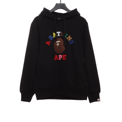 EM Sneakers BAPE Ape Head Colorful Lettering Print Hoodie Black 01