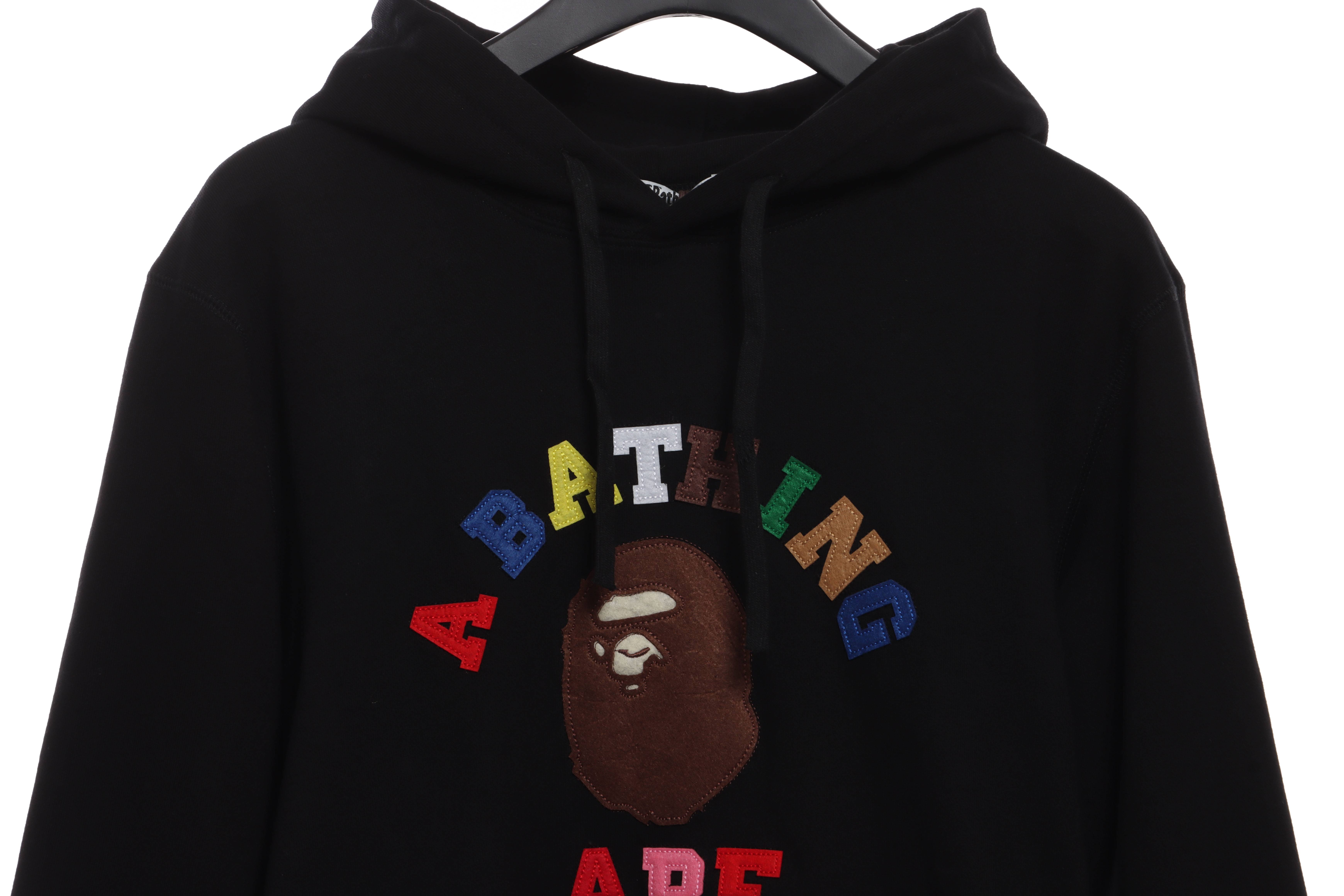 EM Sneakers BAPE Ape Head Colorful Lettering Print Hoodie Black