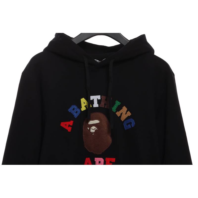 EM Sneakers BAPE Ape Head Colorful Lettering Print Hoodie Black