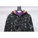 EM Sneakers BAPE Shark Head Tiger Head Zipper Camouflage Double Hooded Dark Gray