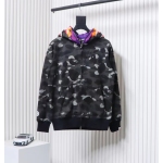 EM Sneakers BAPE Shark Head Tiger Head Zipper Camouflage Double Hooded Dark Gray
