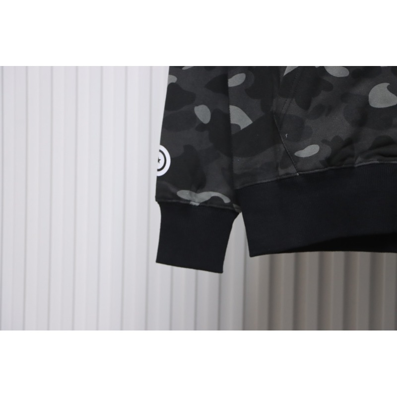 EM Sneakers BAPE Shark Head Tiger Head Zipper Camouflage Double Hooded Dark Gray