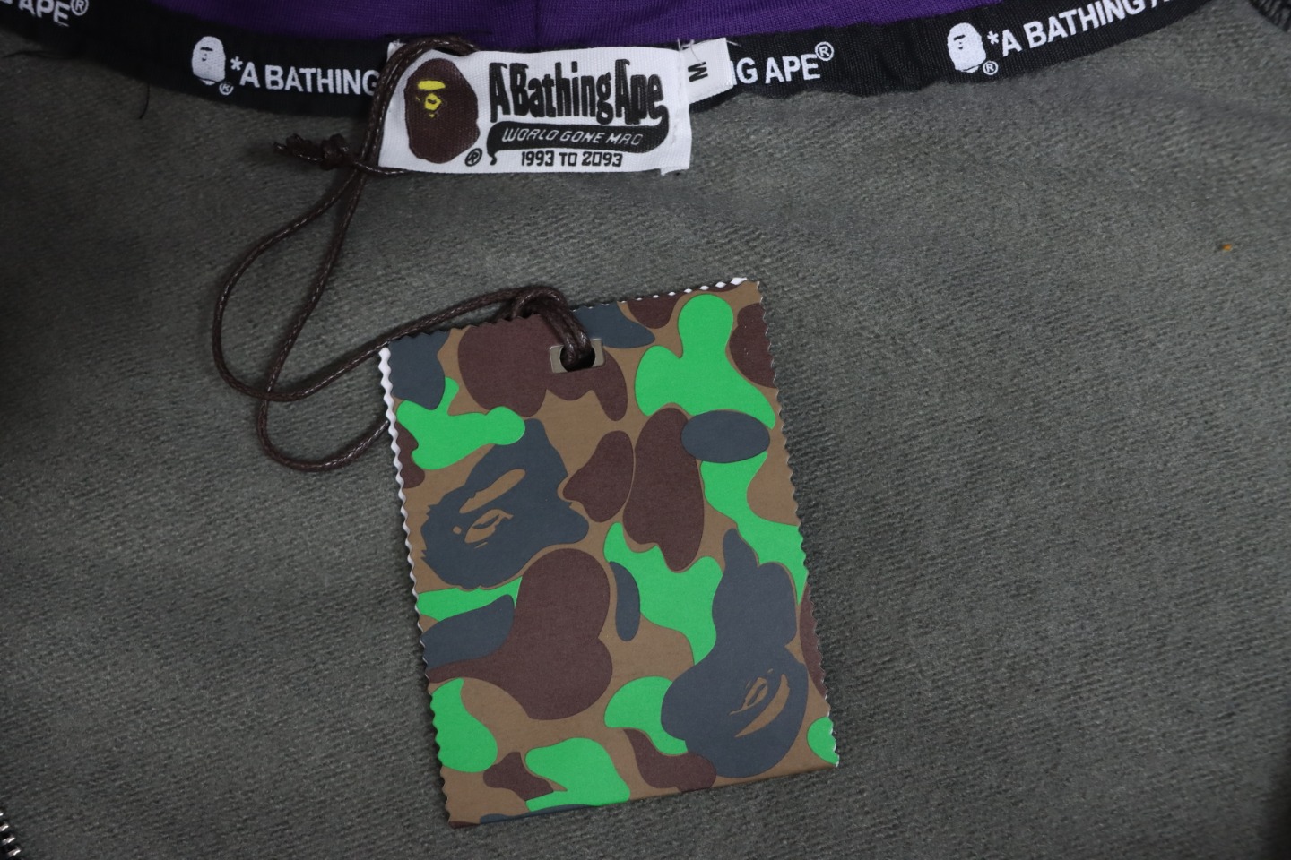 EM Sneakers BAPE Shark Head Tiger Head Zipper Camouflage Double Hooded Dark Gray