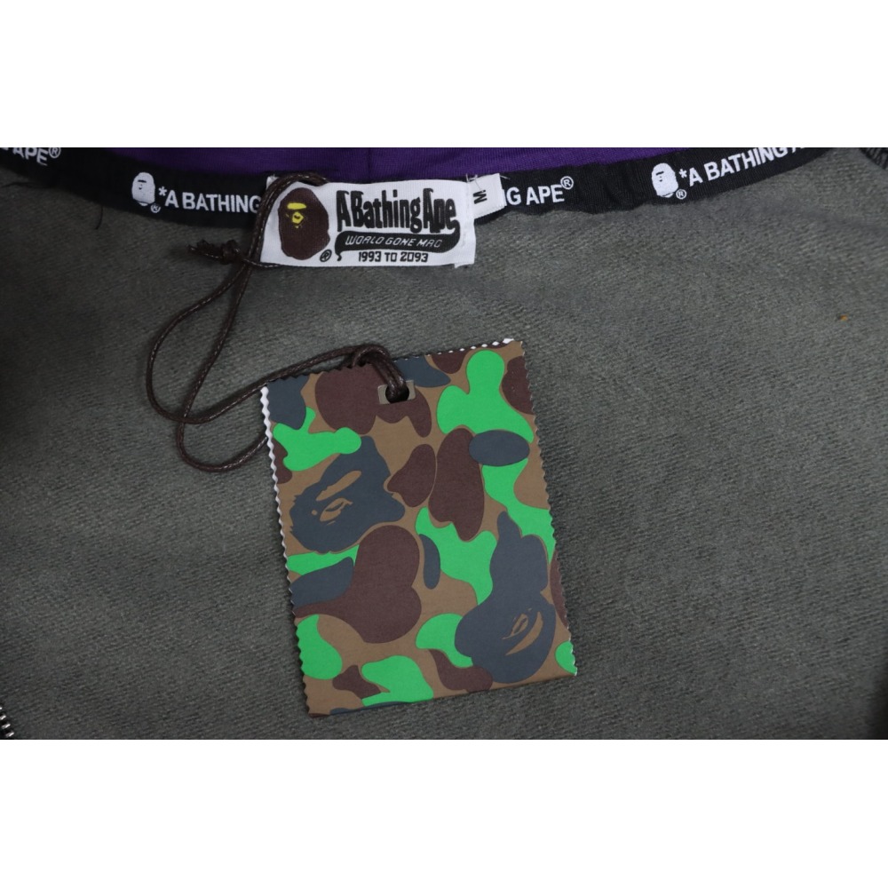 EM Sneakers BAPE Shark Head Tiger Head Zipper Camouflage Double Hooded Dark Gray