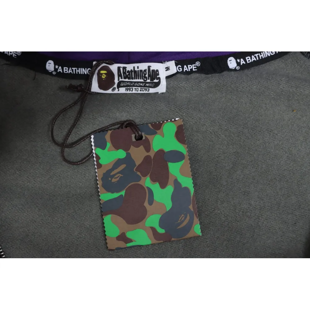 EM Sneakers BAPE Shark Head Tiger Head Zipper Camouflage Double Hooded Dark Gray