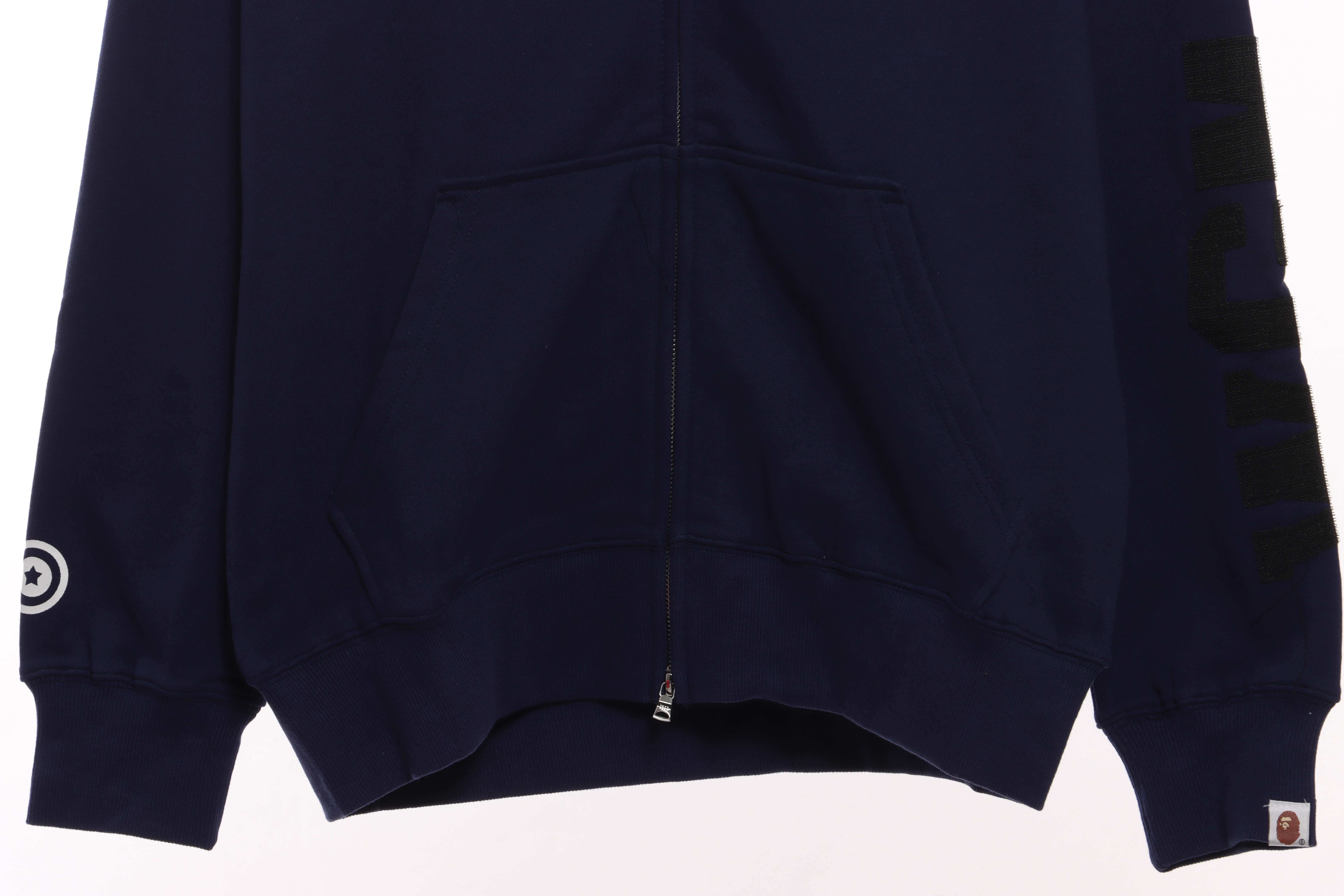 EM Sneakers BAPE Solid Color Stitching Camouflage Shark Hoodie Blue