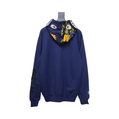 EM Sneakers BAPE Solid Color Stitching Camouflage Shark Hoodie Blue 02