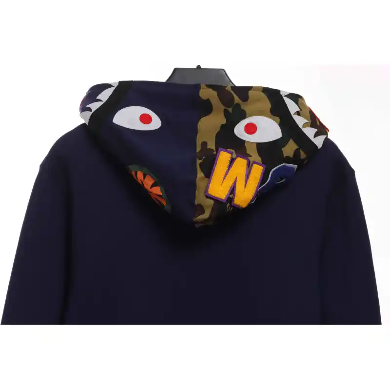 EM Sneakers BAPE Solid Color Stitching Camouflage Shark Hoodie Blue