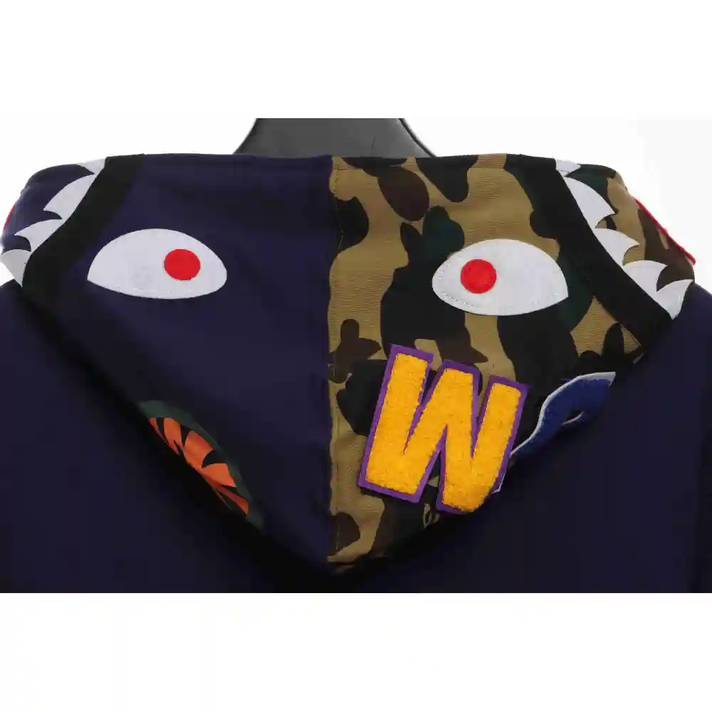 EM Sneakers BAPE Solid Color Stitching Camouflage Shark Hoodie Blue