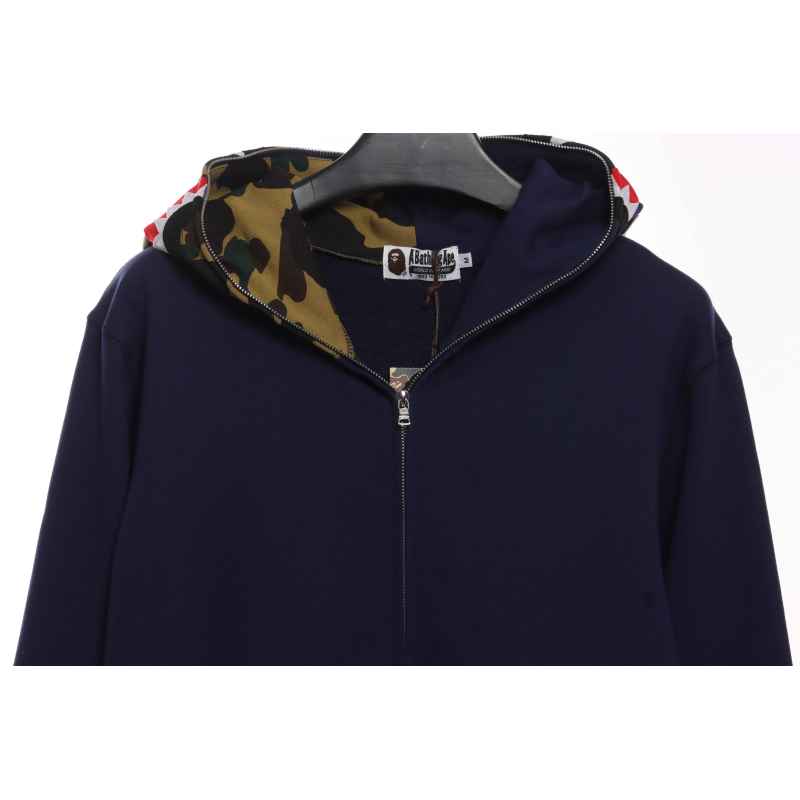 EM Sneakers BAPE Solid Color Stitching Camouflage Shark Hoodie Blue