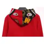 EM Sneakers BAPE Solid Color Stitching Camouflage Shark Hoodie Red