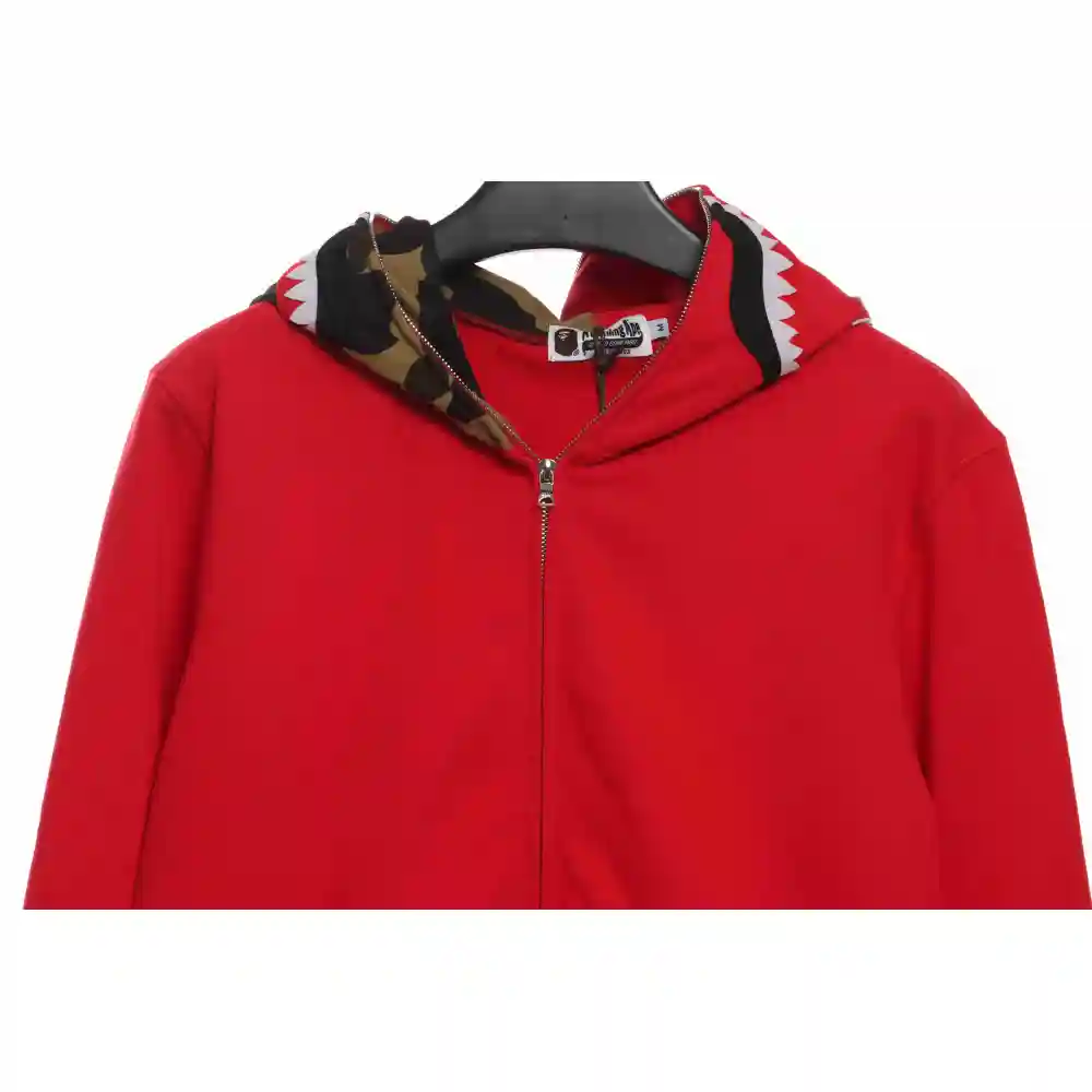 EM Sneakers BAPE Solid Color Stitching Camouflage Shark Hoodie Red