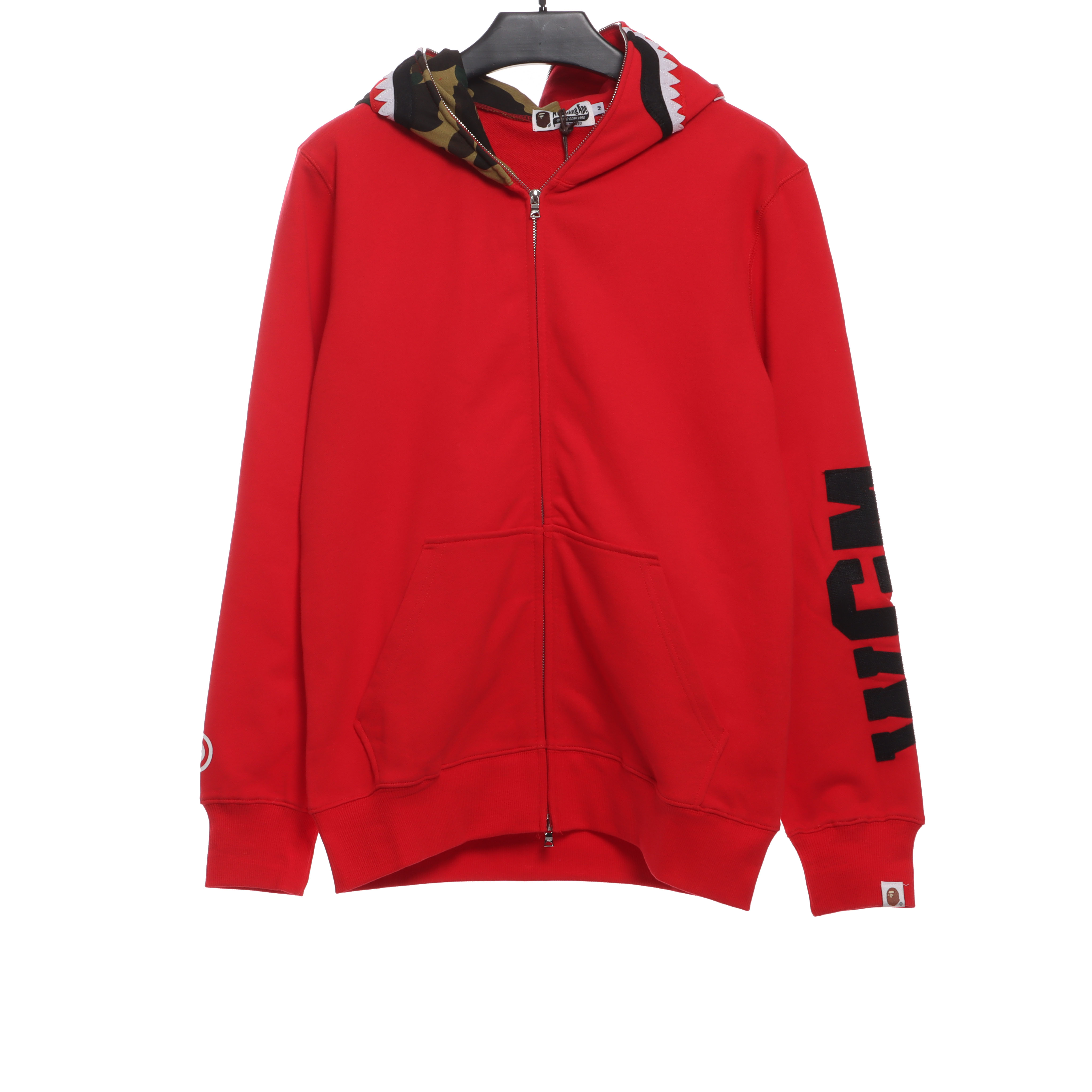 EM Sneakers BAPE Solid Color Stitching Camouflage Shark Hoodie Red