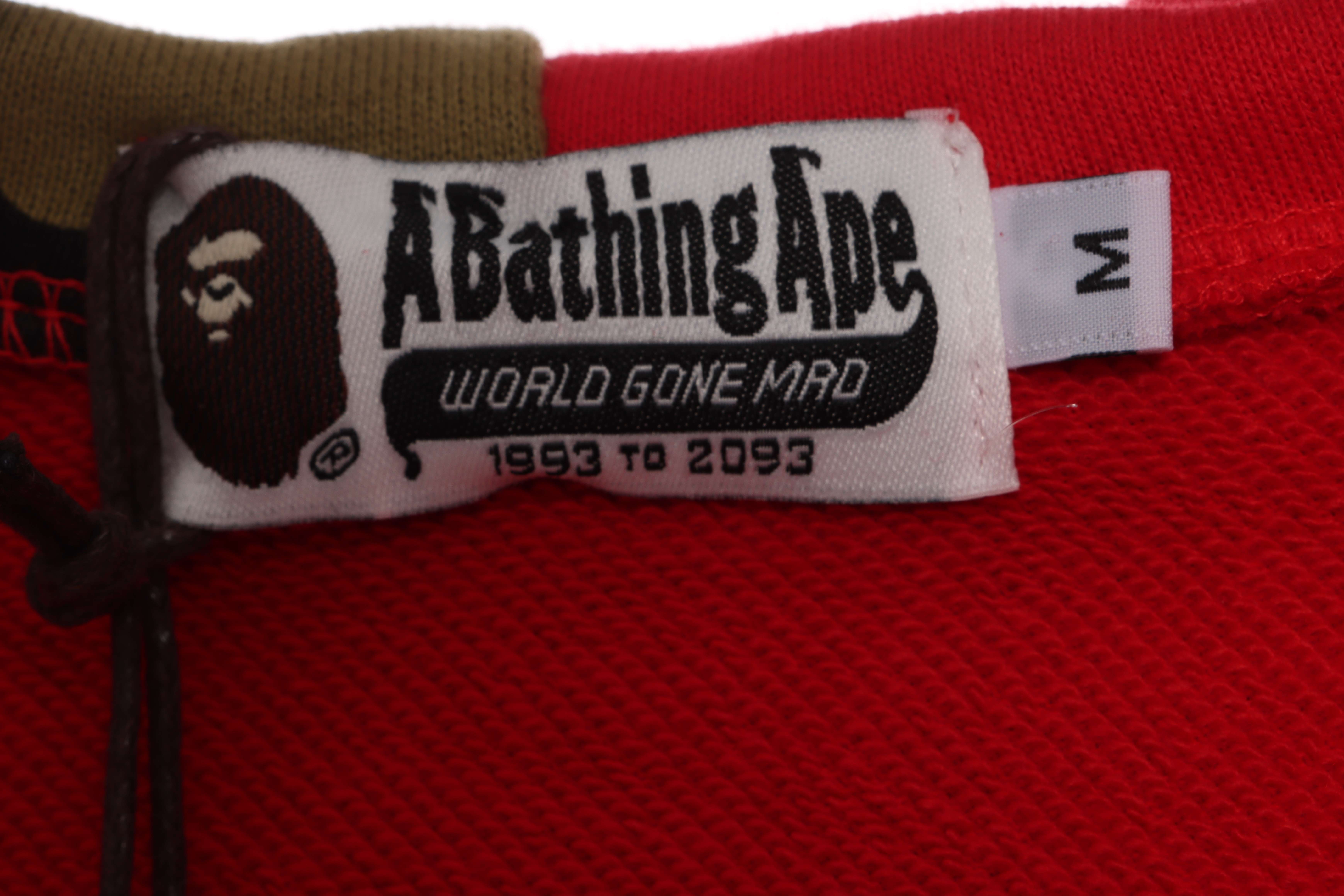 EM Sneakers BAPE Solid Color Stitching Camouflage Shark Hoodie Red