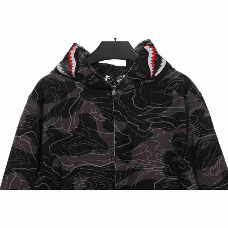 EM Sneakers BAPE Overlay Camouflage Shark Zip Hoodie
