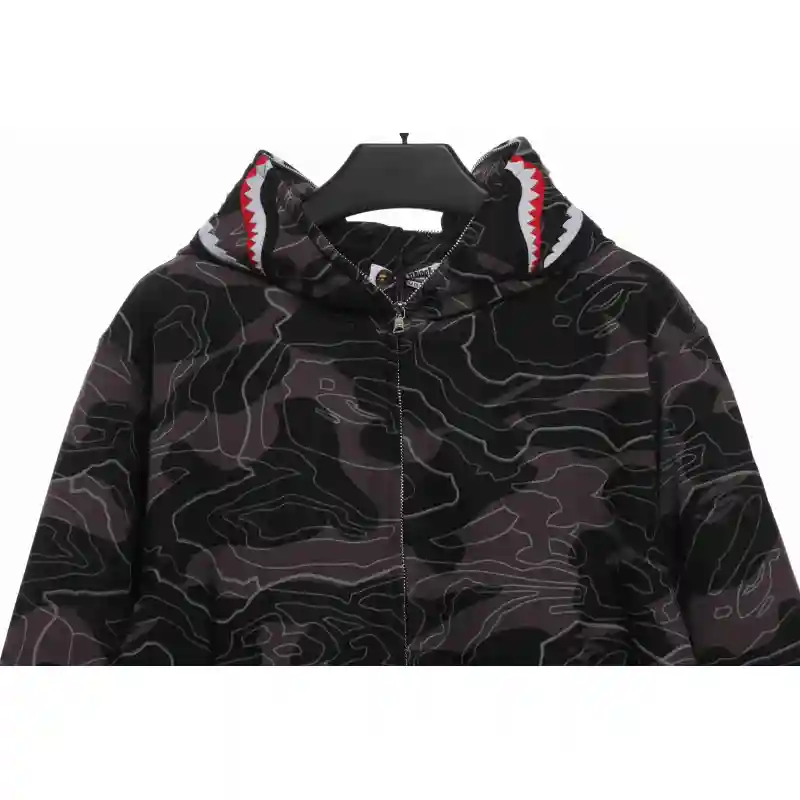EM Sneakers BAPE Overlay Camouflage Shark Zip Hoodie