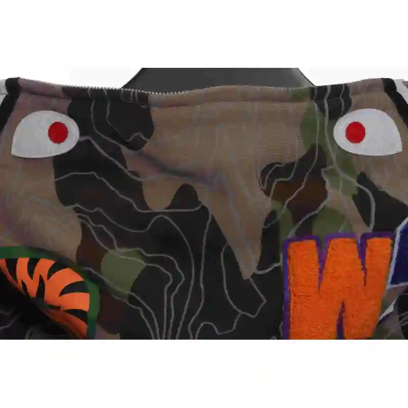 EM Sneakers BAPE Overlay Camouflage Shark Zip Hoodie Brown