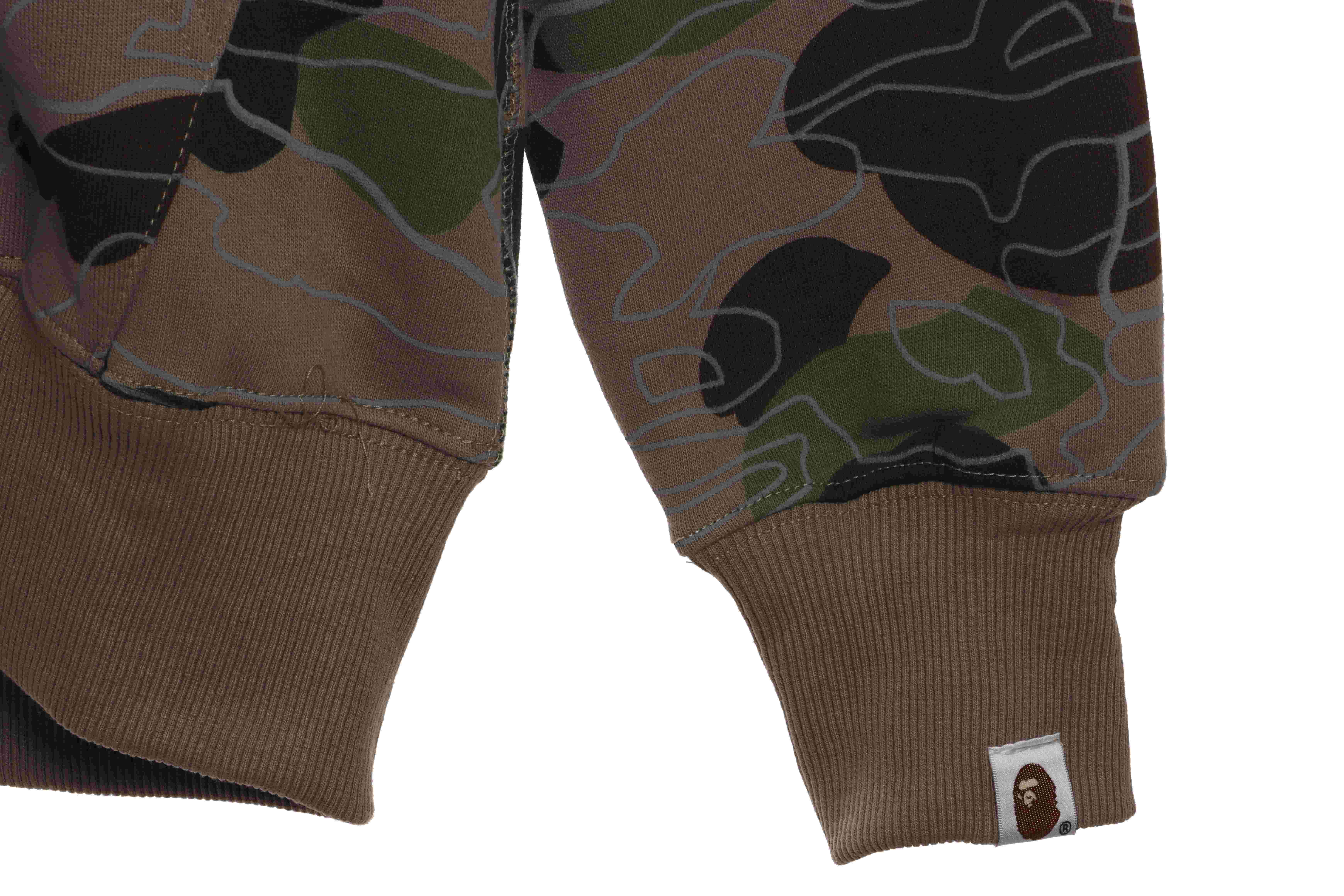 EM Sneakers BAPE Overlay Camouflage Shark Zip Hoodie Brown