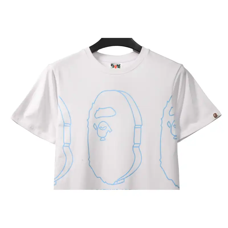 EM Sneakers Bape T-Shirt Line Drawing Ape Head White