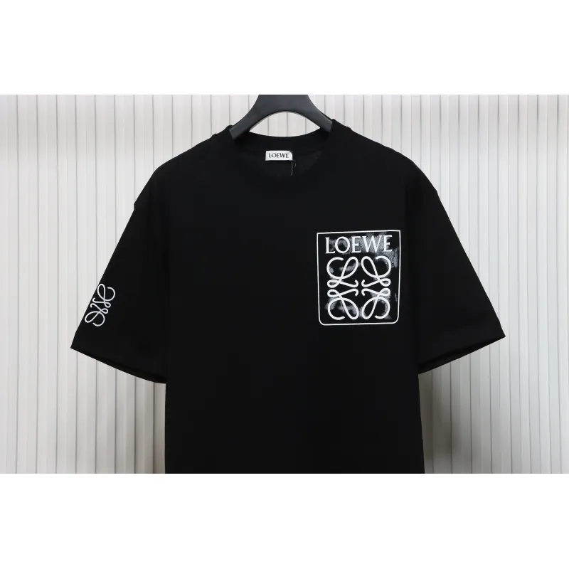 EM Sneakers Loewe T-shirt 24ss Ink Splash Logo Print Black
