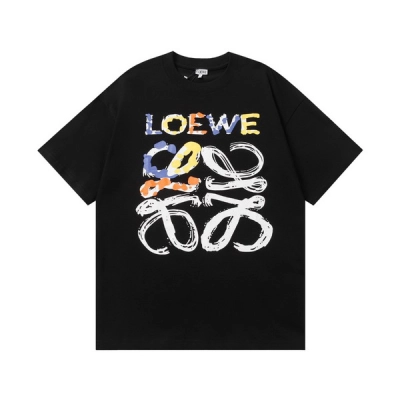 EM Sneakers Loewe T-shirt 25ss Graffiti Painted Letter Logo Print Short Sleeve Black or Yellow 02
