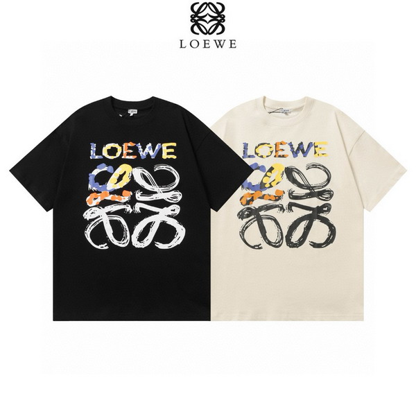 EM Sneakers Loewe T-shirt 25ss Graffiti Painted Letter Logo Print Short Sleeve Black or Yellow