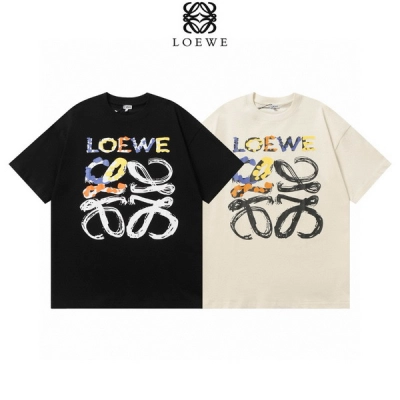 EM Sneakers Loewe T-shirt 25ss Graffiti Painted Letter Logo Print Short Sleeve Black or Yellow 01