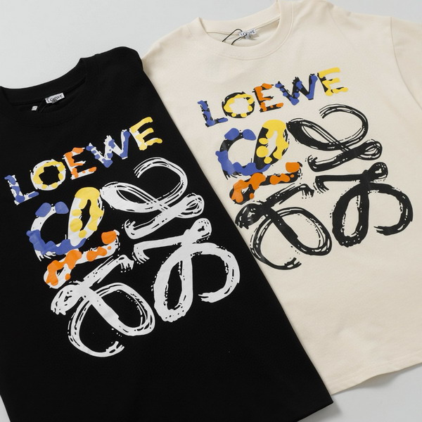 EM Sneakers Loewe T-shirt 25ss Graffiti Painted Letter Logo Print Short Sleeve Black or Yellow