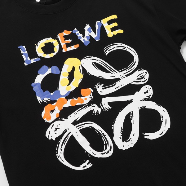 EM Sneakers Loewe T-shirt 25ss Graffiti Painted Letter Logo Print Short Sleeve Black or Yellow