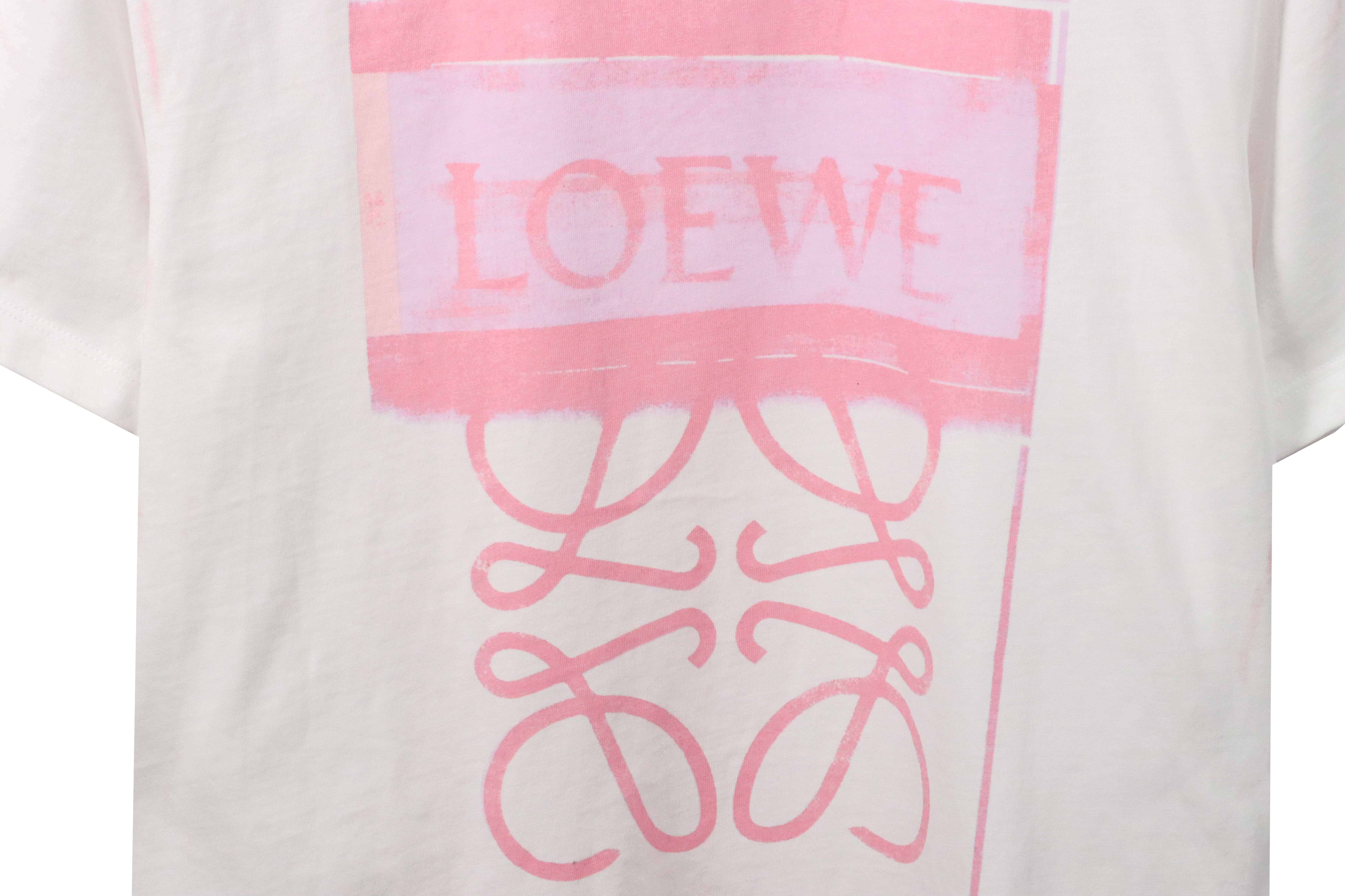 EM Sneakers Loewe T-shirt Graffiti Rendering Print White Pink