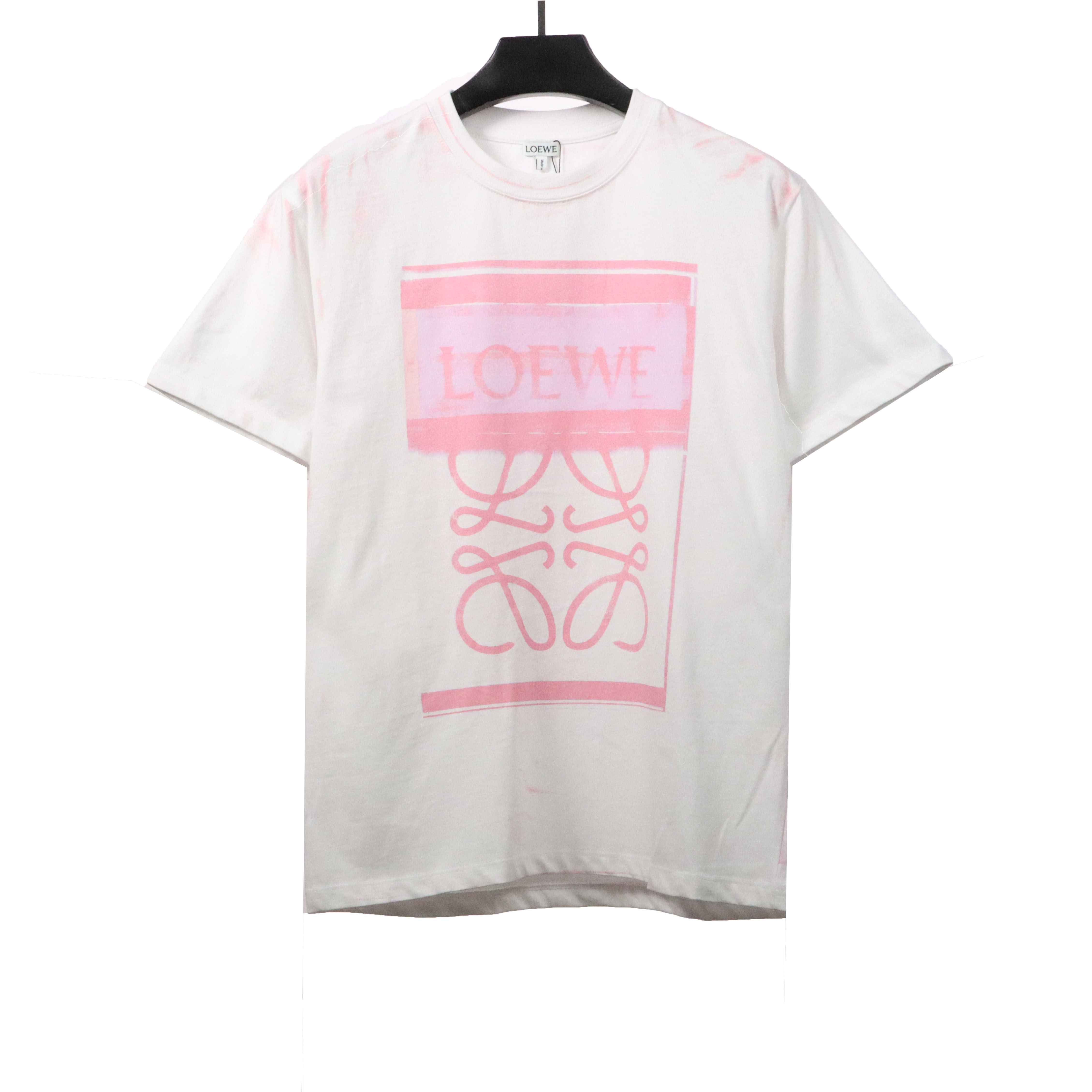 EM Sneakers Loewe T-shirt Graffiti Rendering Print White Pink