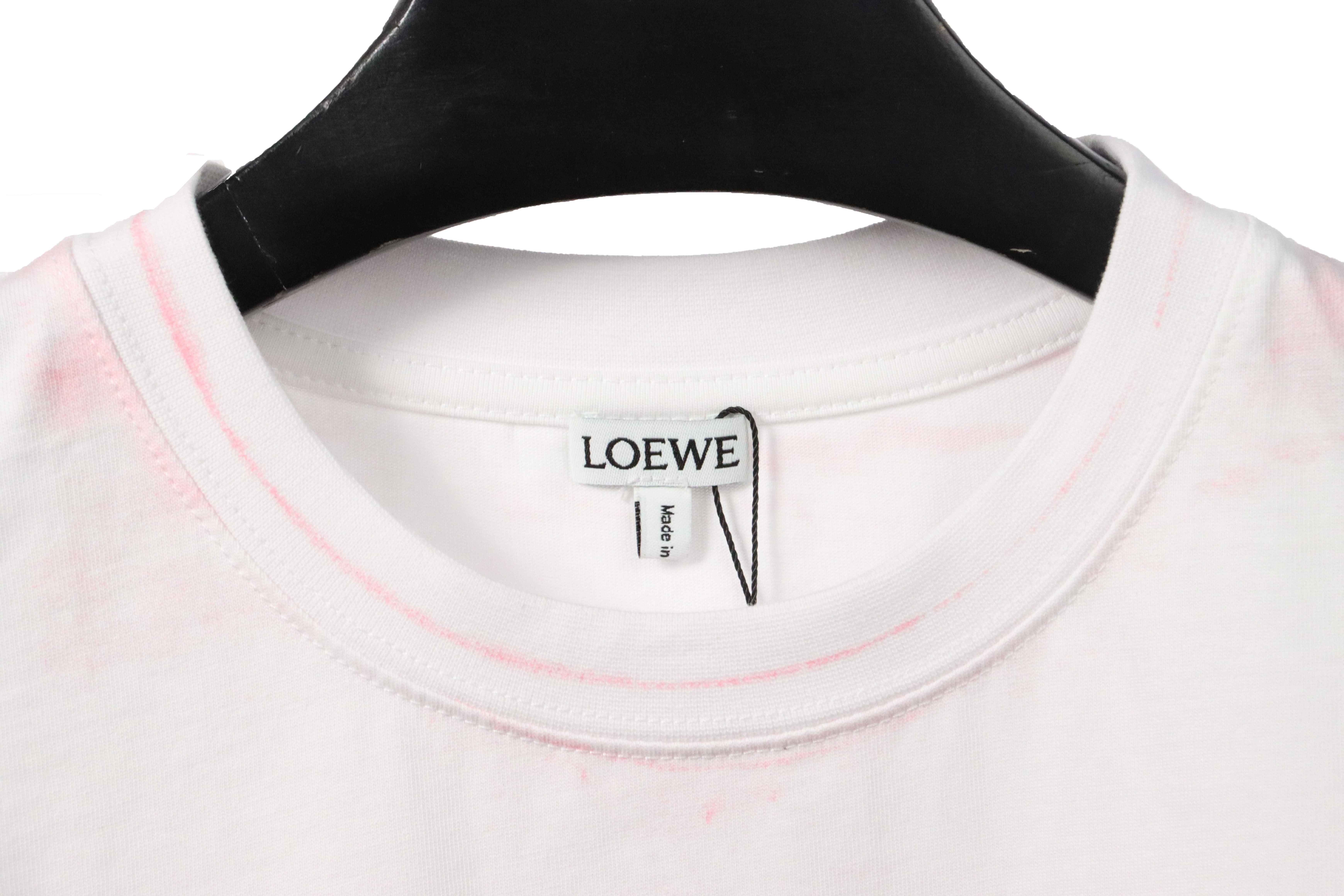 EM Sneakers Loewe T-shirt Graffiti Rendering Print White Pink