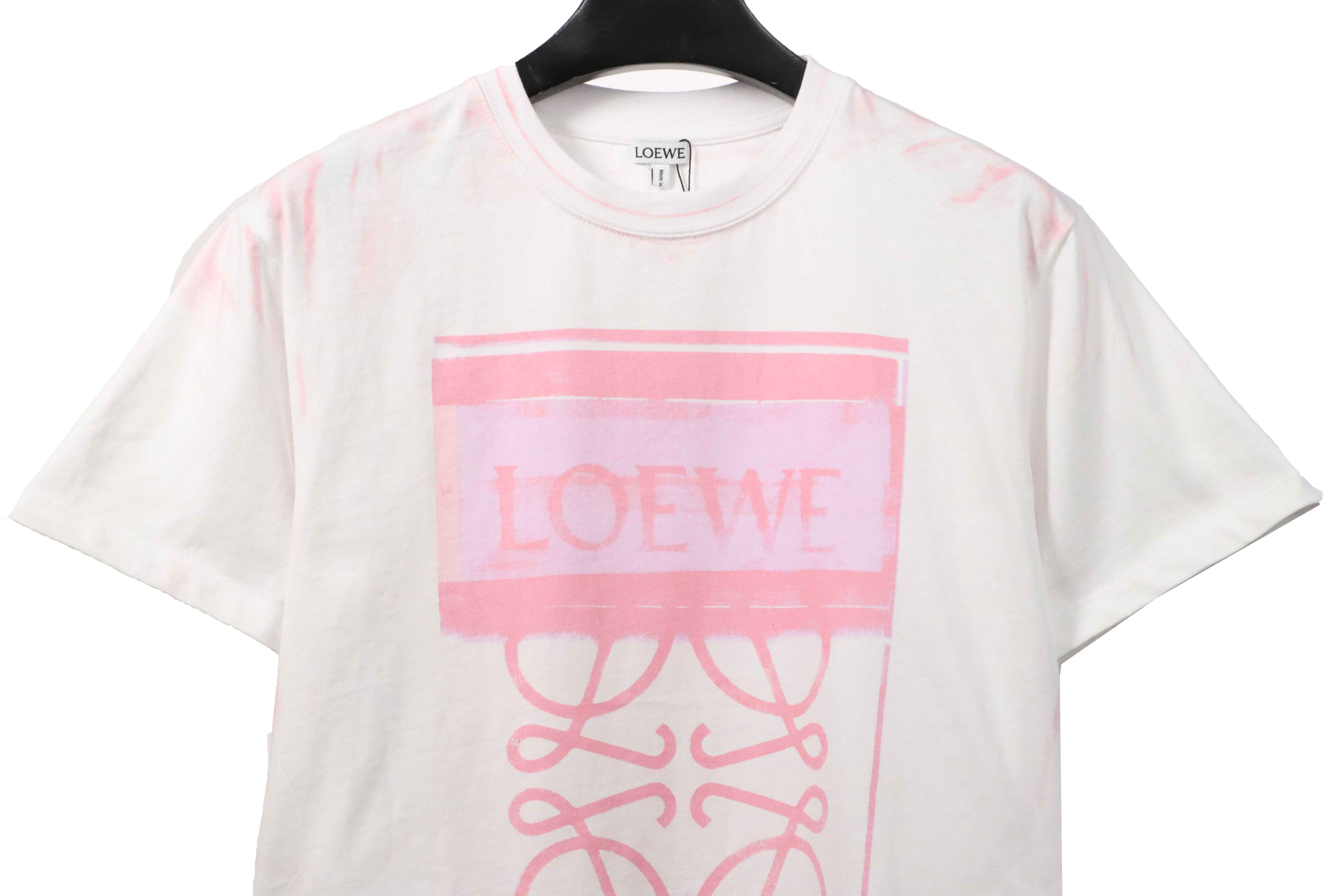 EM Sneakers Loewe T-shirt Graffiti Rendering Print White Pink