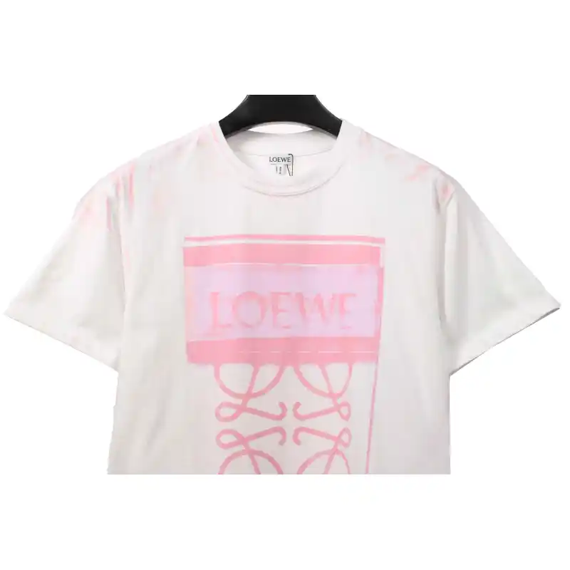 EM Sneakers Loewe T-shirt Graffiti Rendering Print White Pink