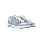 EM Sneakers Louis Vuitton Trainer Sneaker Denim Demier Multicolor Light Blue Grid