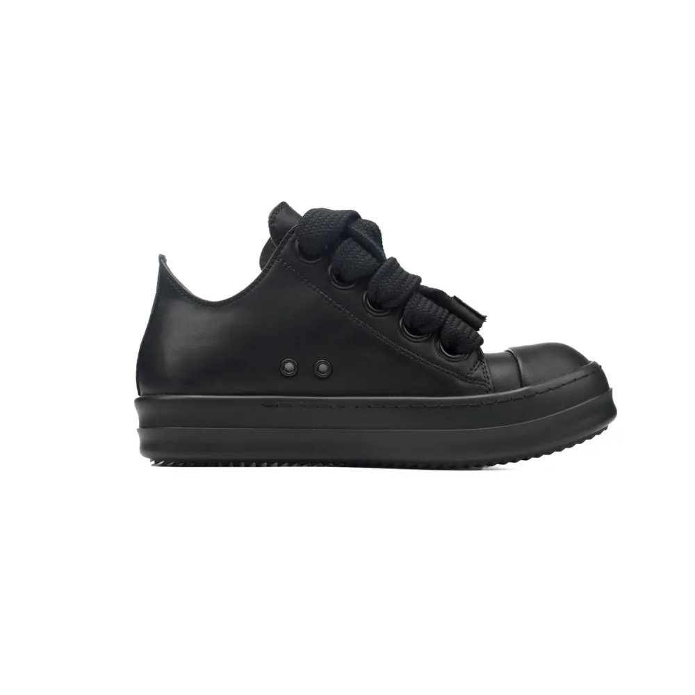 EM Sneakers Rick Owens Jumbo Laces Lido Black Leather Low Top Sneakers
