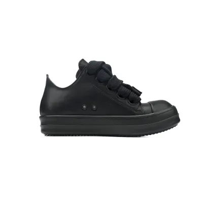 EM Sneakers Rick Owens Jumbo Laces Lido Black Leather Low Top Sneakers 02