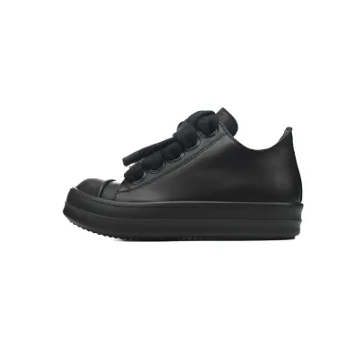 EM Sneakers Rick Owens Jumbo Laces Lido Black Leather Low Top Sneakers 01