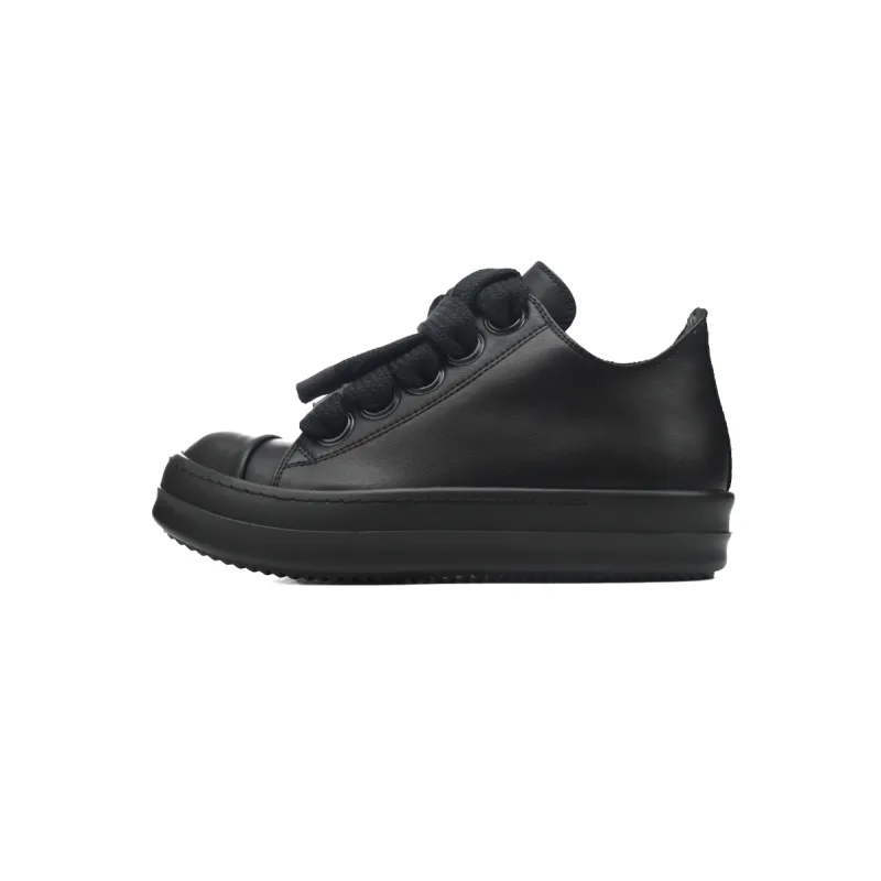 EM Sneakers Rick Owens Jumbo Laces Lido Black Leather Low Top Sneakers