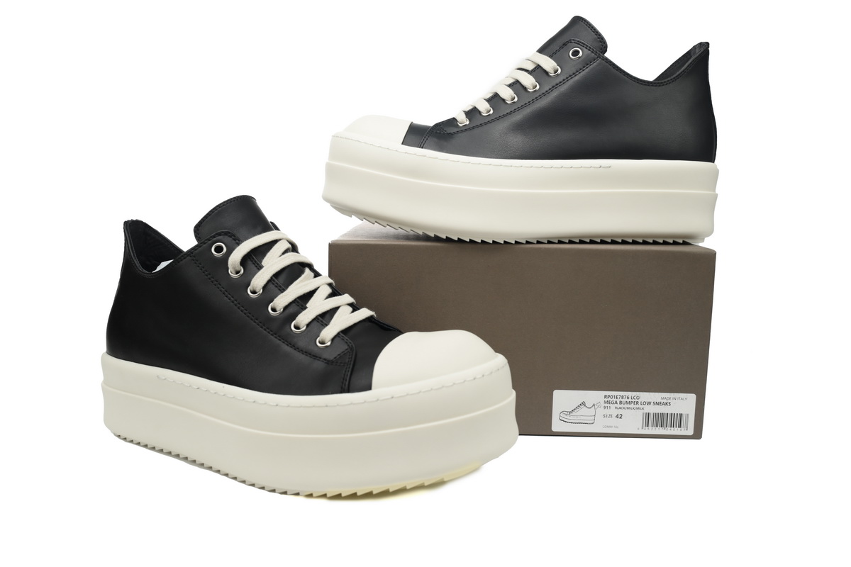 EM Sneakers Rick Owens Mega Bumper Low Leather Black Milk
