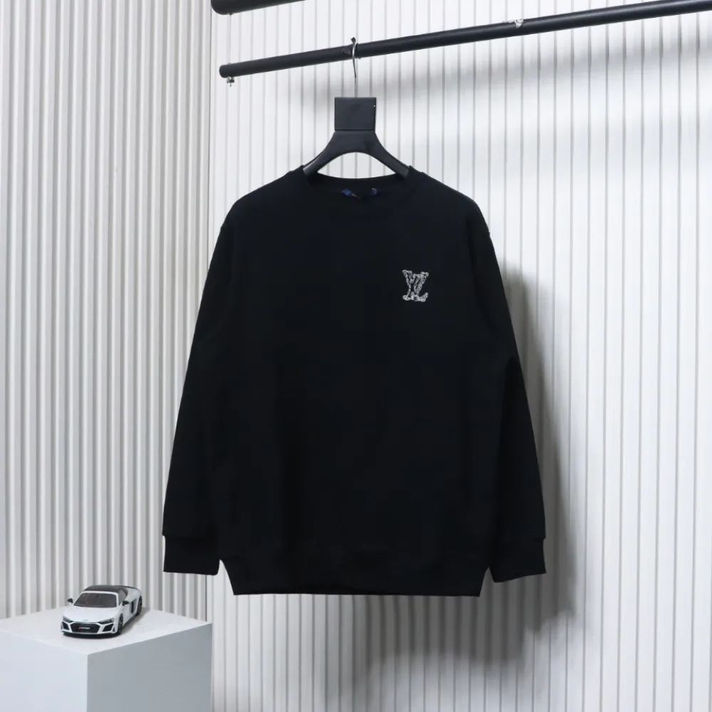 EM Sneakers Louis Vuitton Sweatshirt 24Fw Embroidered LOGO Crew Neck Black