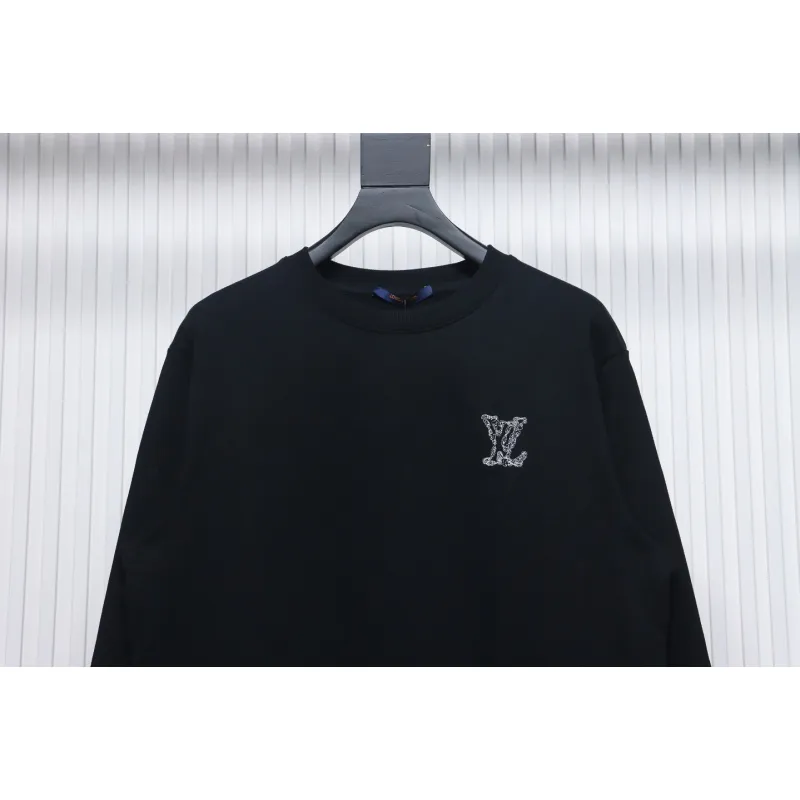 EM Sneakers Louis Vuitton Sweatshirt 24Fw Embroidered LOGO Crew Neck Black